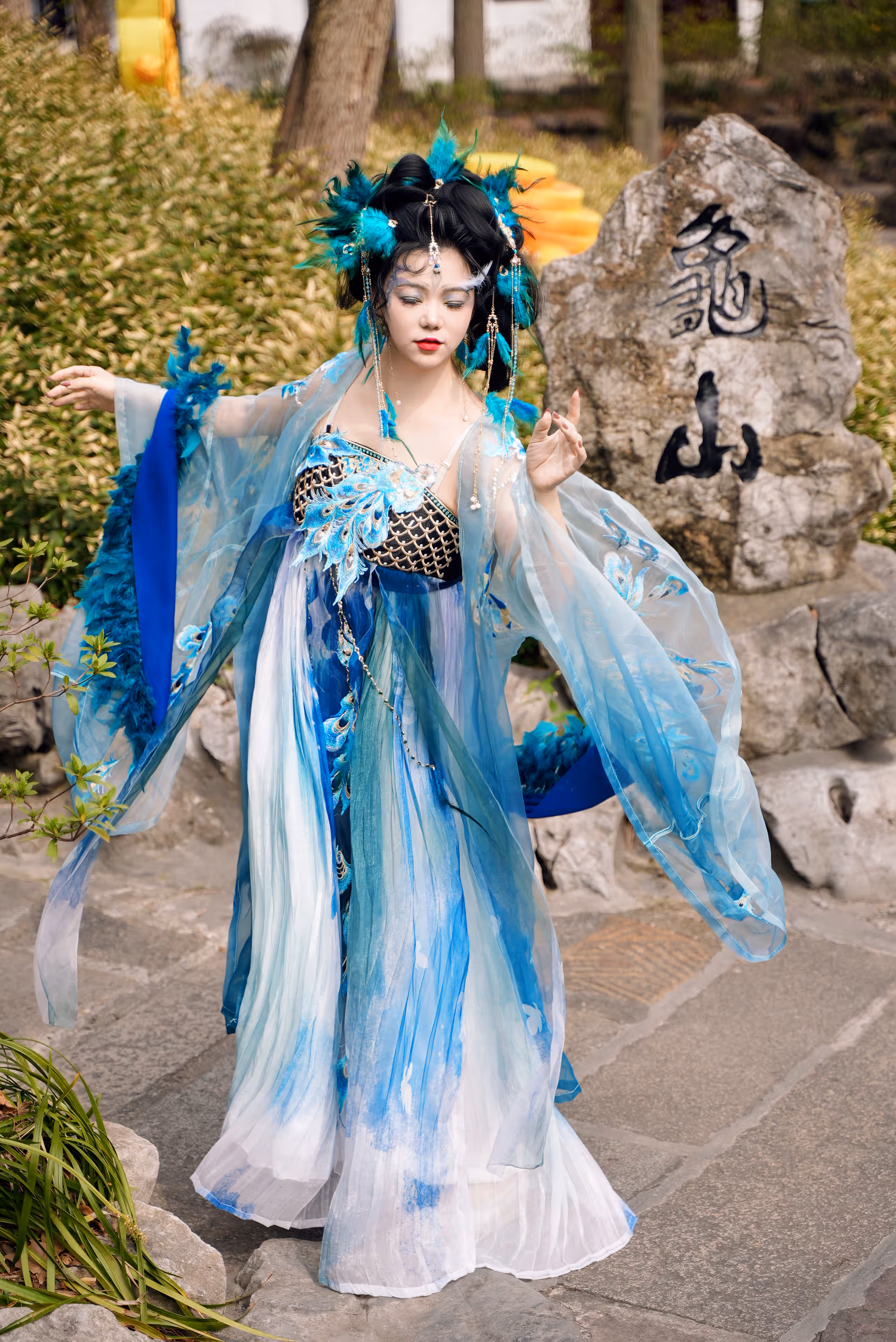 古猗园佳儿孔雀汉服,上海,2025年,中国国风摄影作品