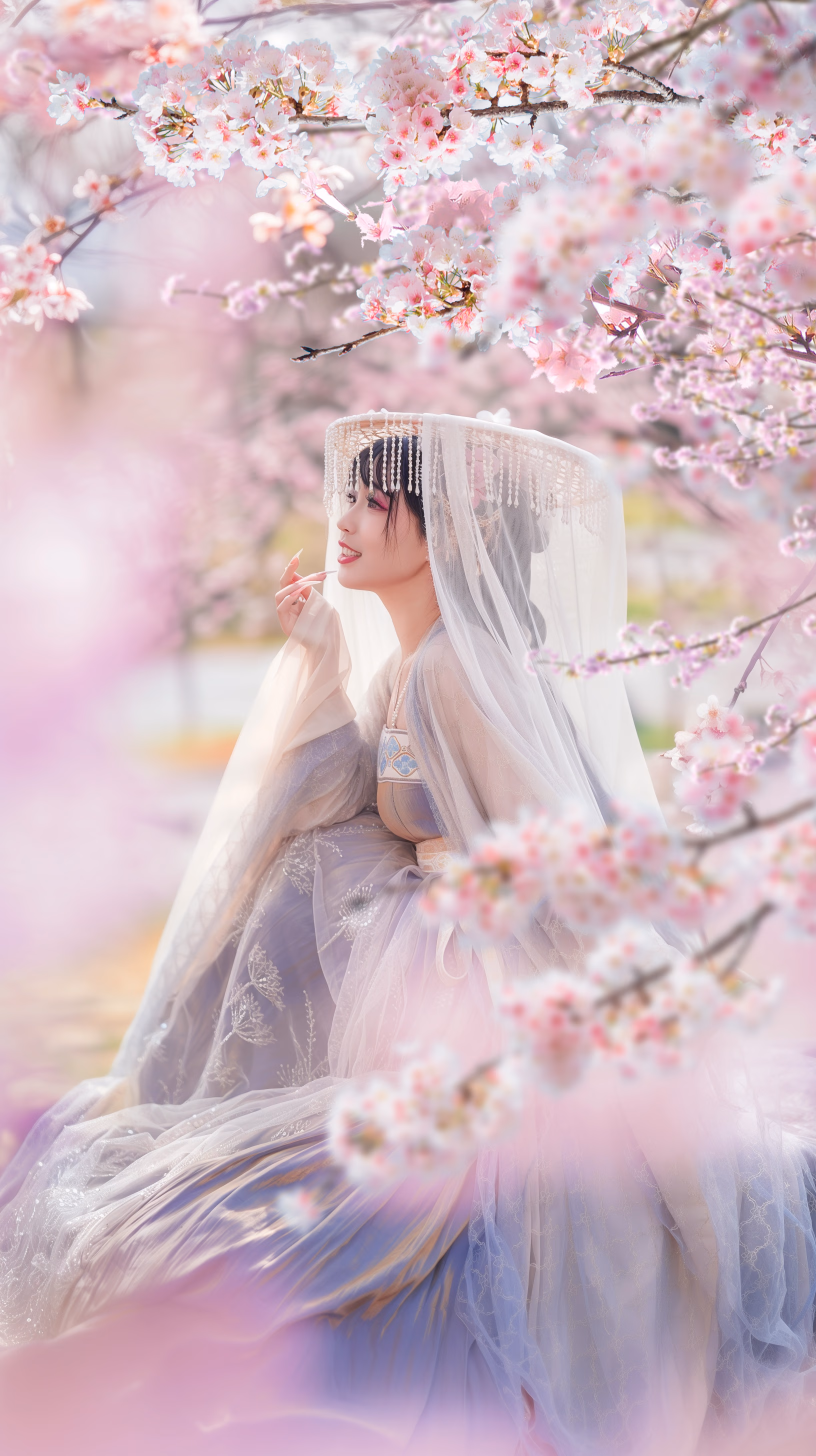 顾村公园樱花汉服铁羊羊，上海，2025年，中国国风摄影作品